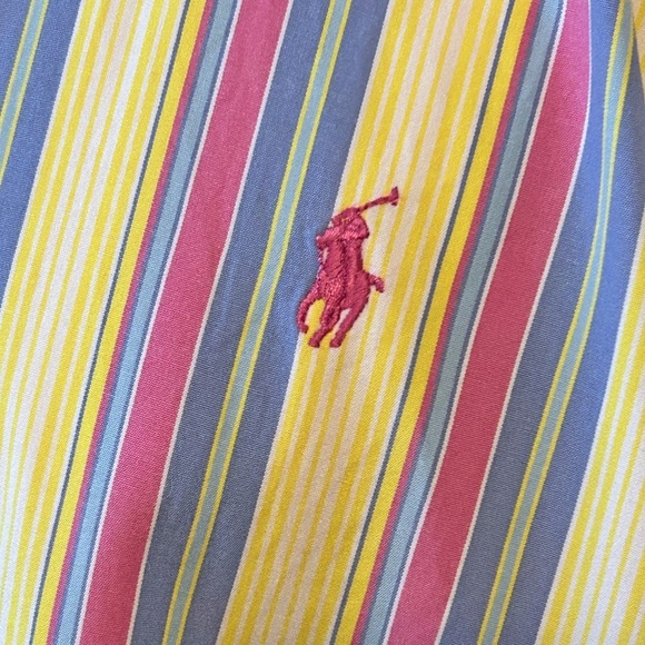 Ralph Lauren Shirt Dress Casual Versatile 100% Cotton Colourful Stripe Polo Logo - Picture 4 of 13
